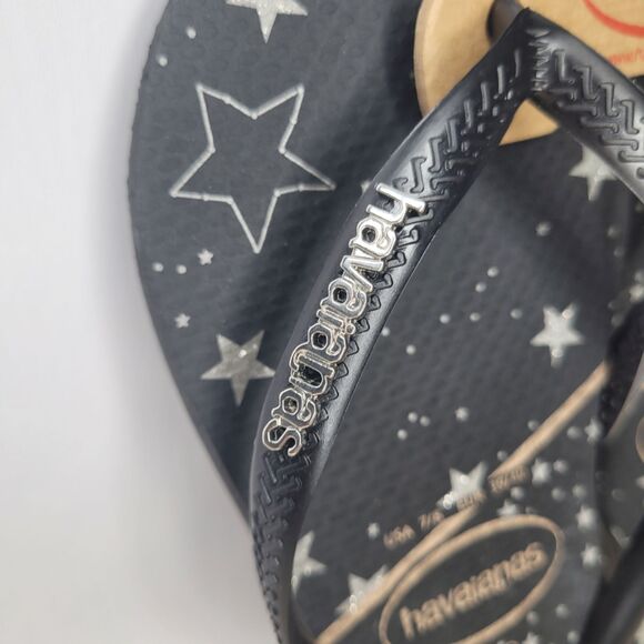 NWT Havaianas Black and Gold Flip Flops Size 7/8 - Picture 2 of 4